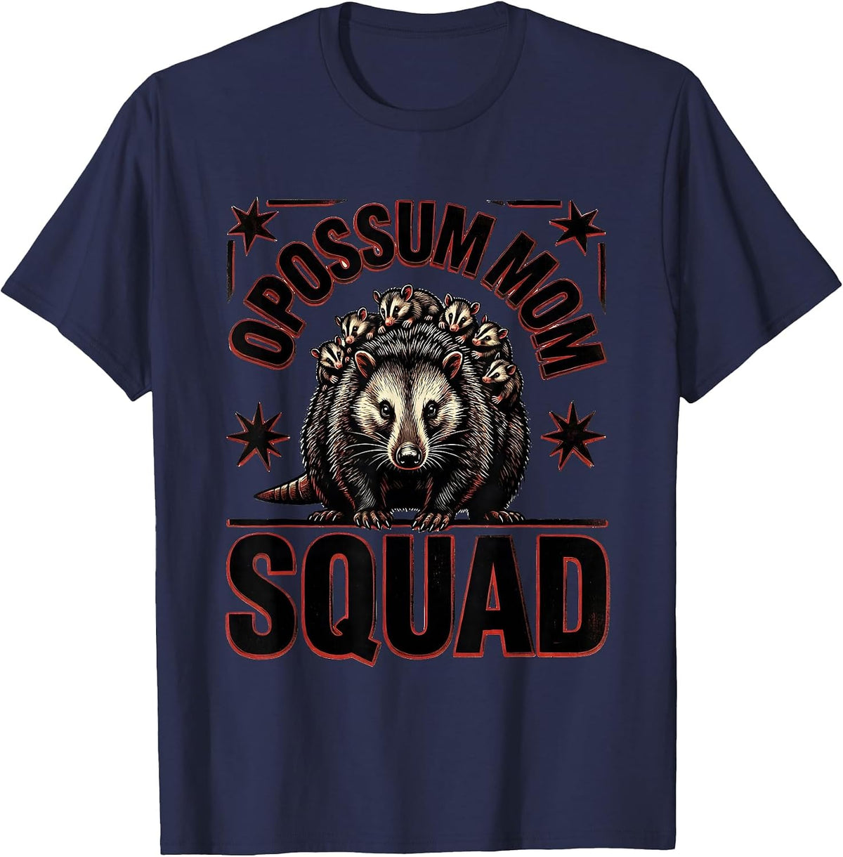 Opossum Mom Squad Wildlife Lover Design T-Shirt - Navy Blue