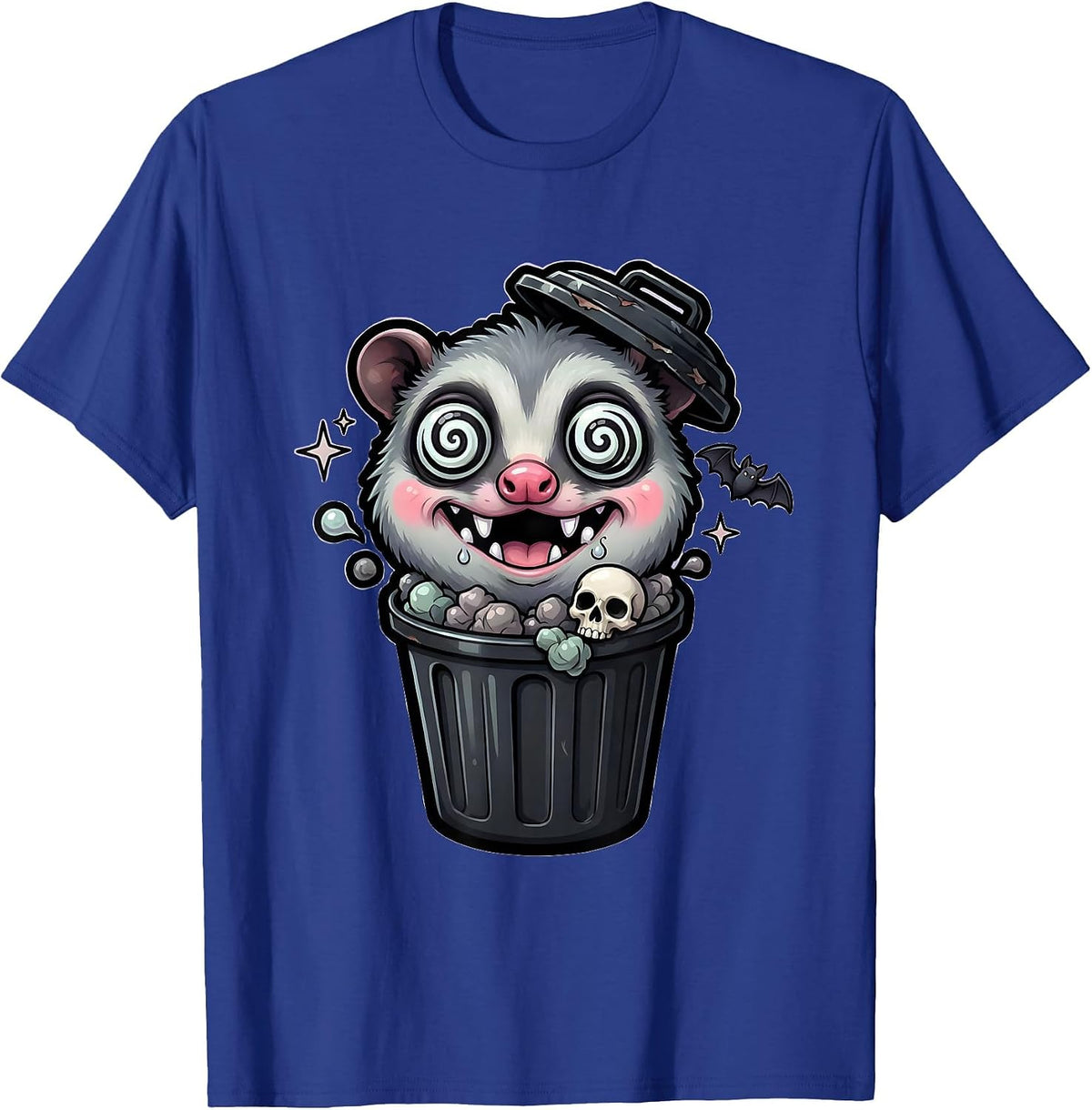 Men's Wild-Eyed Opossum Foaming in Trash Can Graphic T-Shirt - Royal Blue