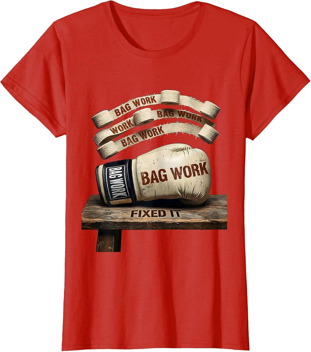 Women's Bag Work Fixed It Funny Boxing Gym Humor Boxer Gift T-Shirt - Red