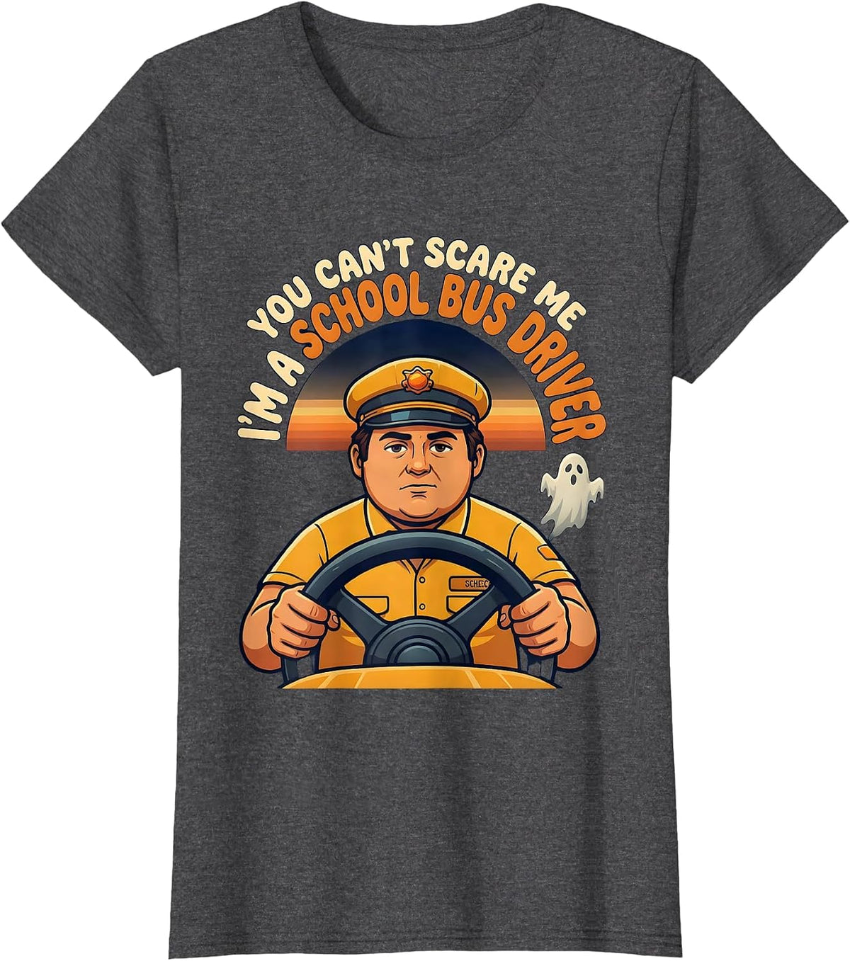 Women's You Can't Scare Me I'm A School Bus Driver Retro T-Shirt - Dark Heather Grey