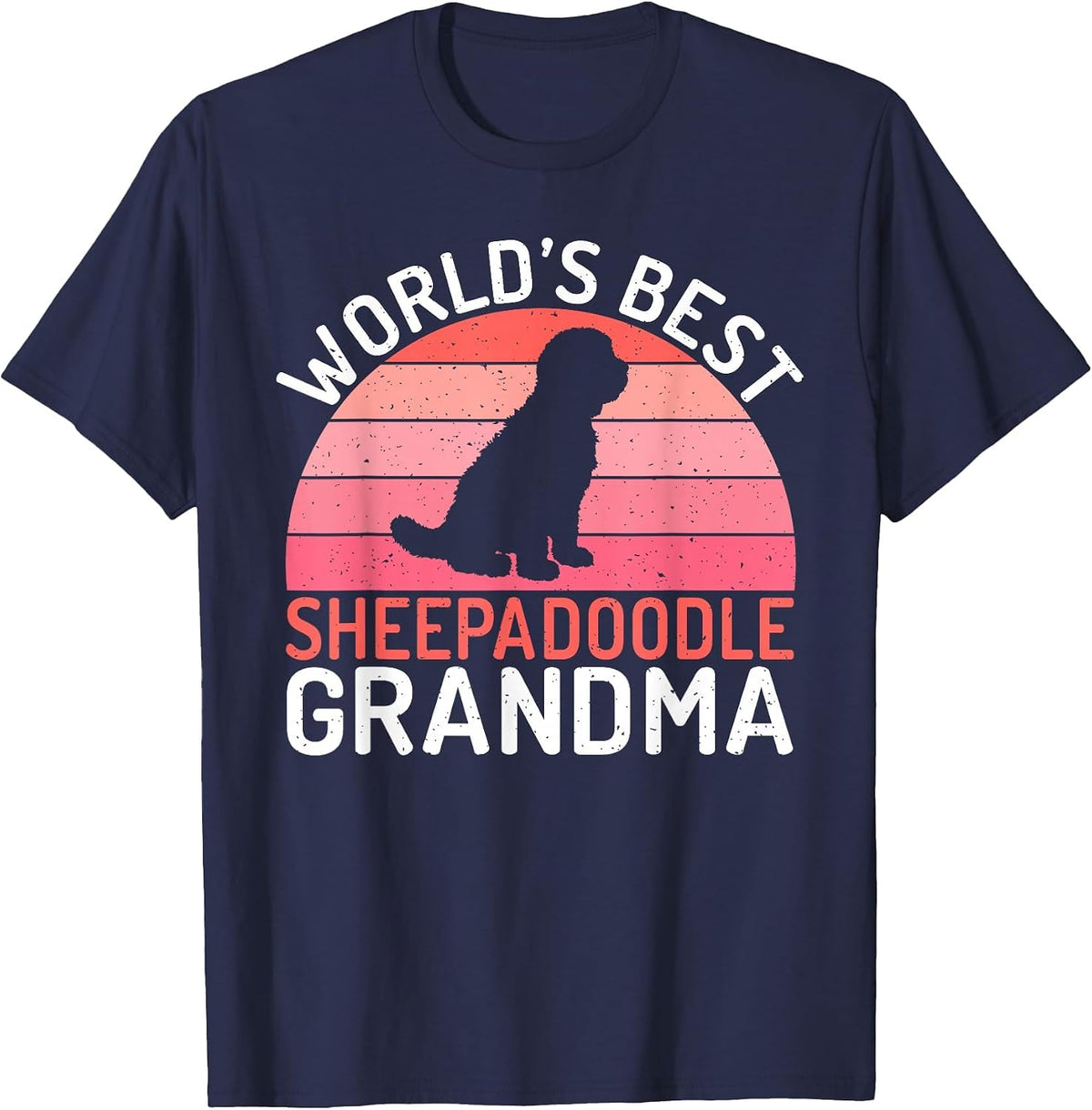 Worlds Best Sheepadoodle Grandma Sheepadoodle T-Shirt - Navy Blue