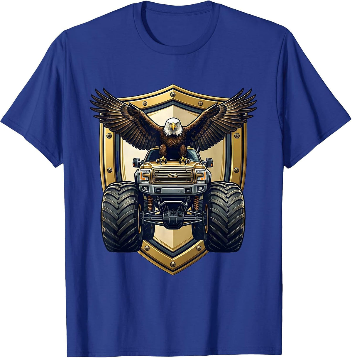 Men's Eagle on Monster Truck Hood Graphic T-Shirt - Royal Blue