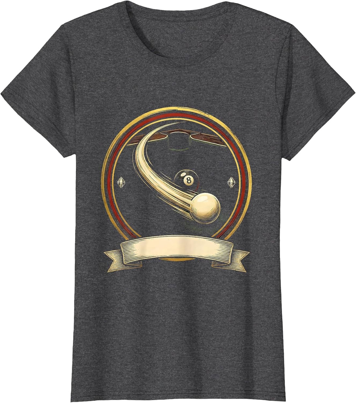 Women's Sealed Cue Ball Pocket Shot Pool Player Humor T-Shirt - Dark Heather Grey