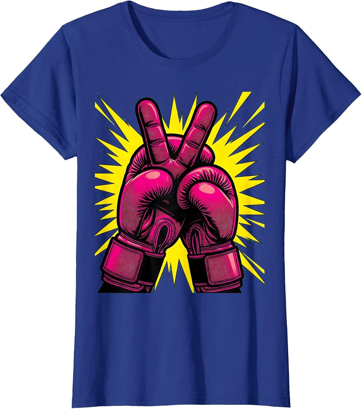 Women's Do It Lady Boxer Victory Gloves Illustration T-Shirt - Royal Blue