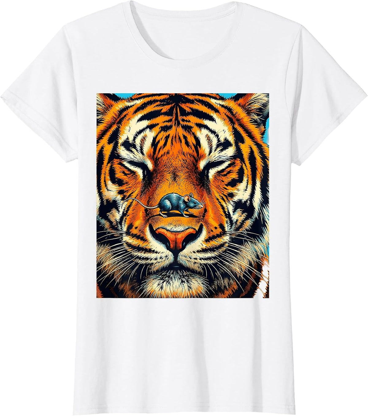 Tiger and Mouse Kindness Graphic Design T-Shirt - White