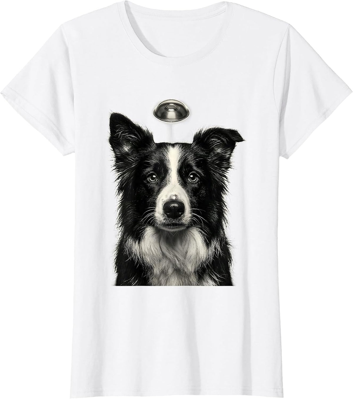 Women's Border Collie UFO Abduction Funny Dog Breed Meme T-Shirt - White