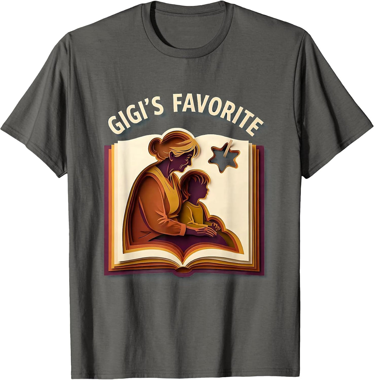 Men's Gigi's Favorite Paper Cutout Grandmother Grandchild Family T-Shirt - Asphalt Grey