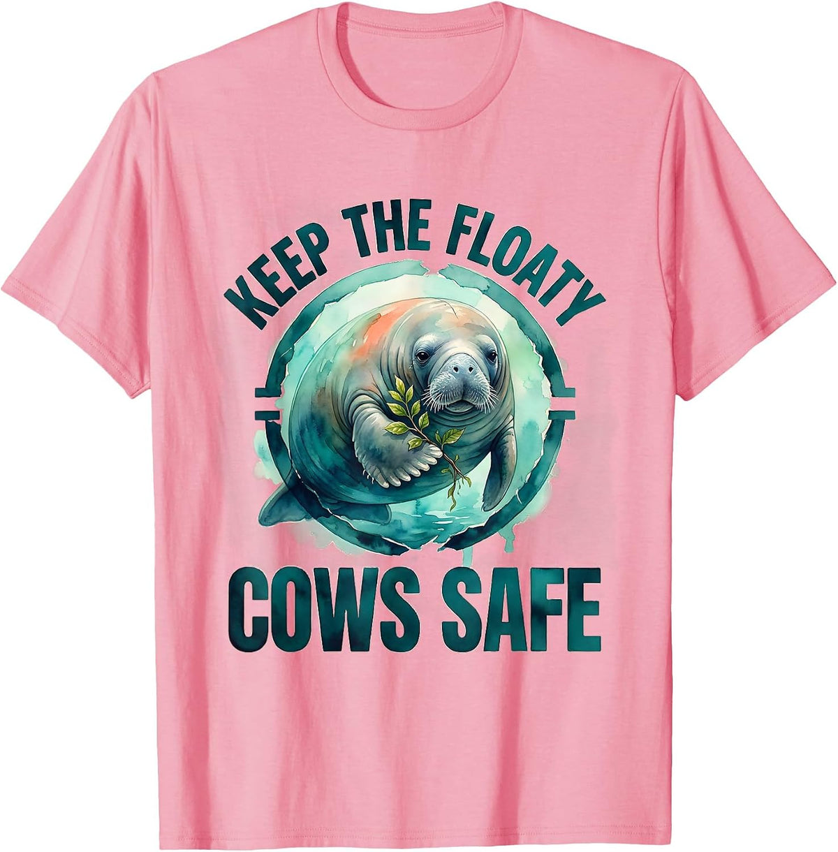 Men's Keep The Floaty Cows Safe Funny Manatee Lover Crystal River T-Shirt - Pink