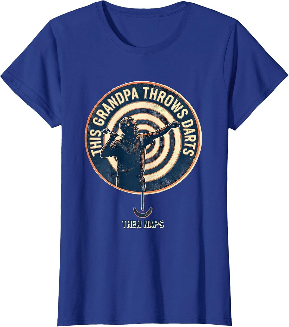 Women's This Grandpa Throws Darts Then Naps Funny Grandpa Gift T-Shirt - Royal Blue