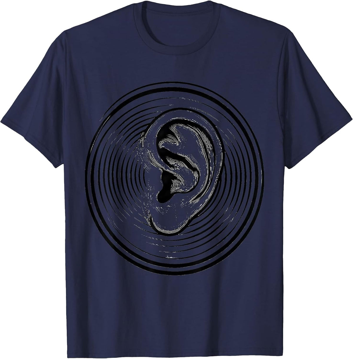 Men's Speech Therapy Ear Sound Waves Illustration T-Shirt - Navy Blue