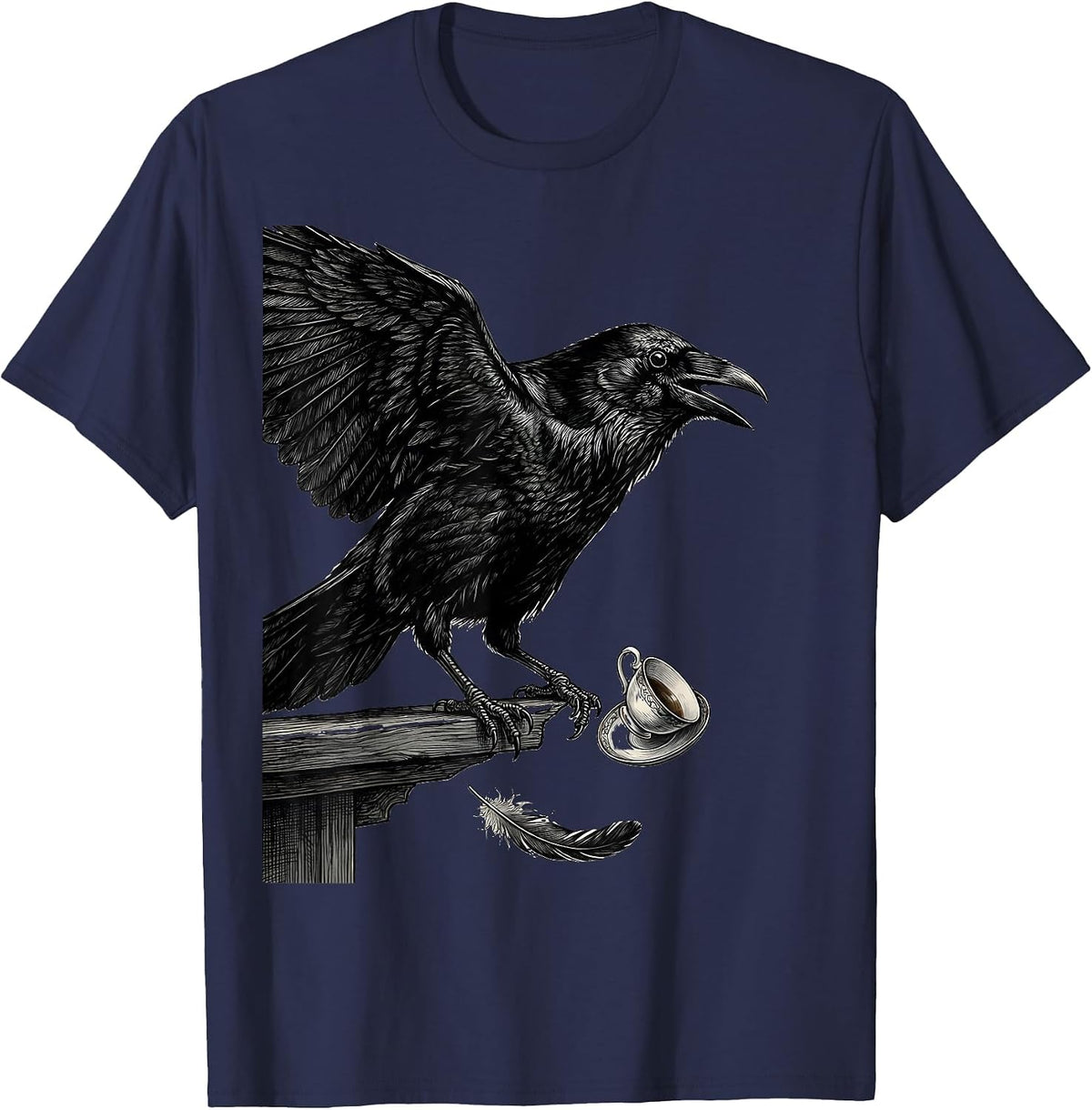 Men's Black Crow Gothic Dark Humor Crow Lover Gift T-Shirt - Navy Blue
