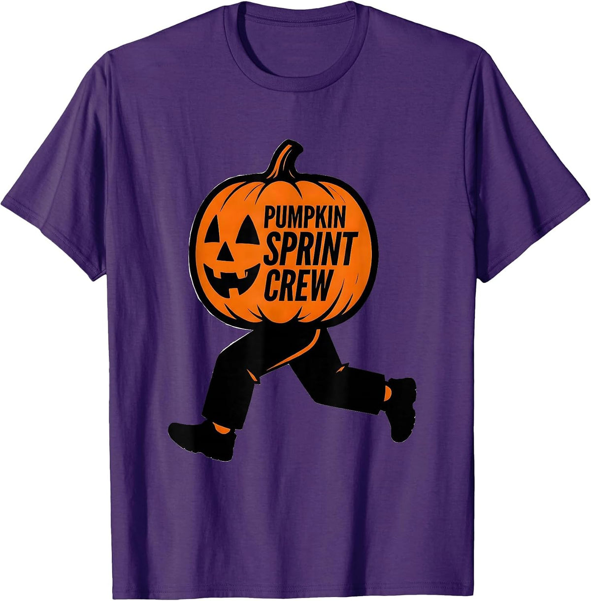 Pumpkin Sprint Crew Funny Runner Halloween Costume Marathon T-Shirt - Purple