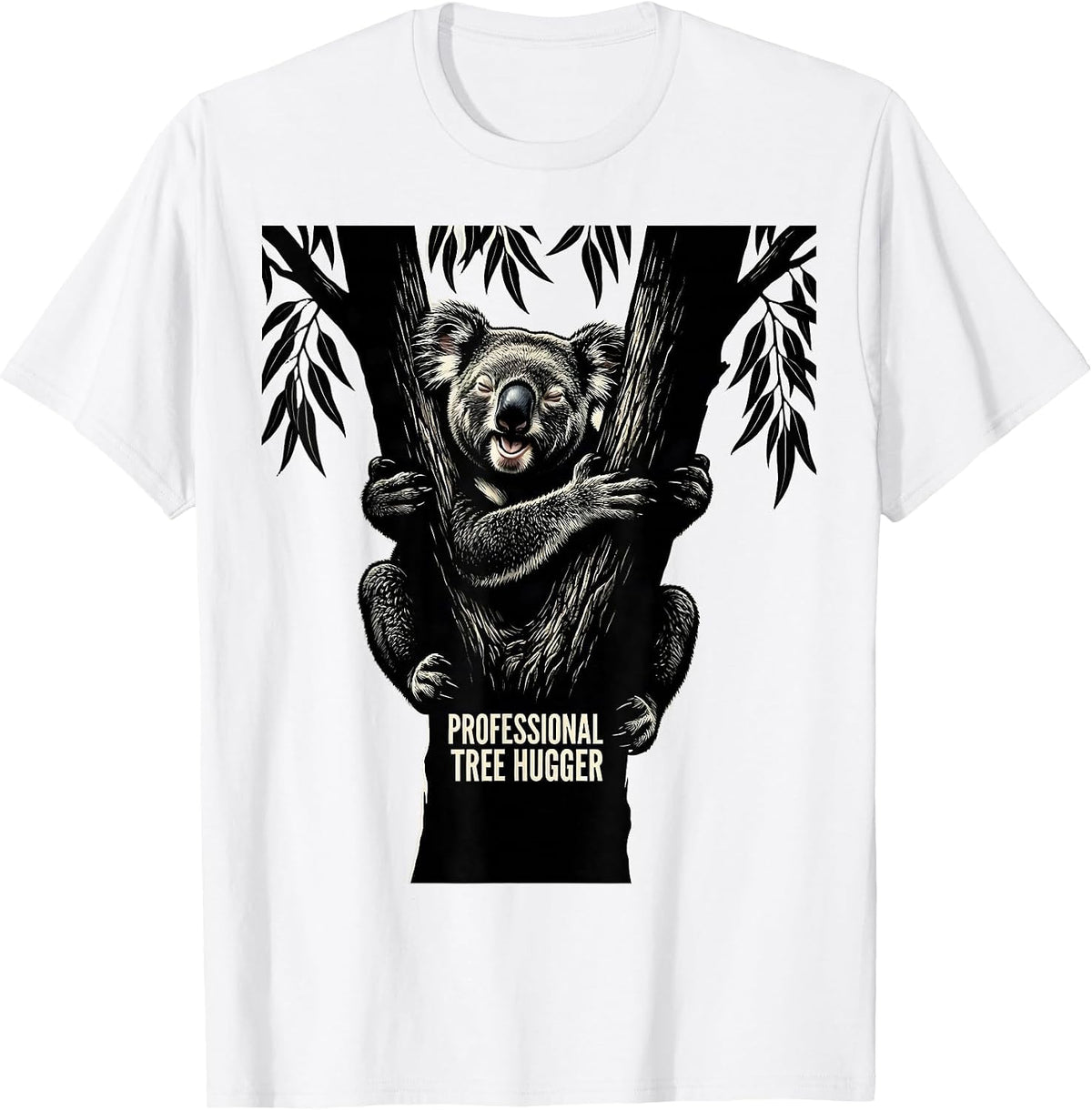 Men's Professional Tree Hugger Funny Koala Animal Lover Humor T-Shirt - White