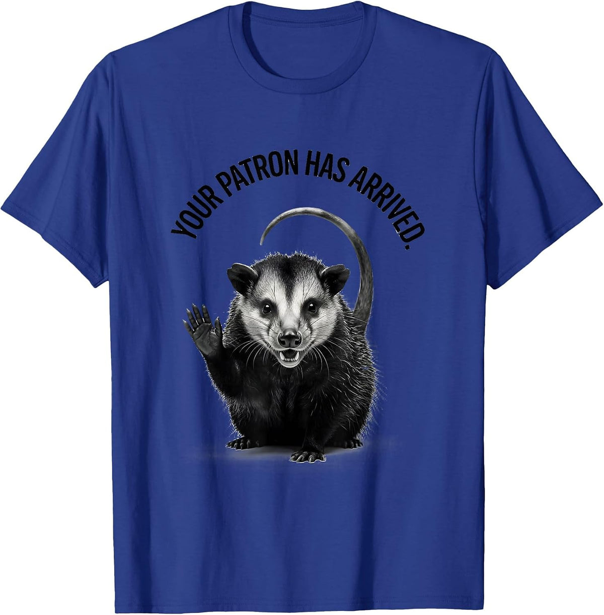 Your Patron Has Arrived Minimalist Opossum Deadpan Humor T-Shirt - Royal Blue