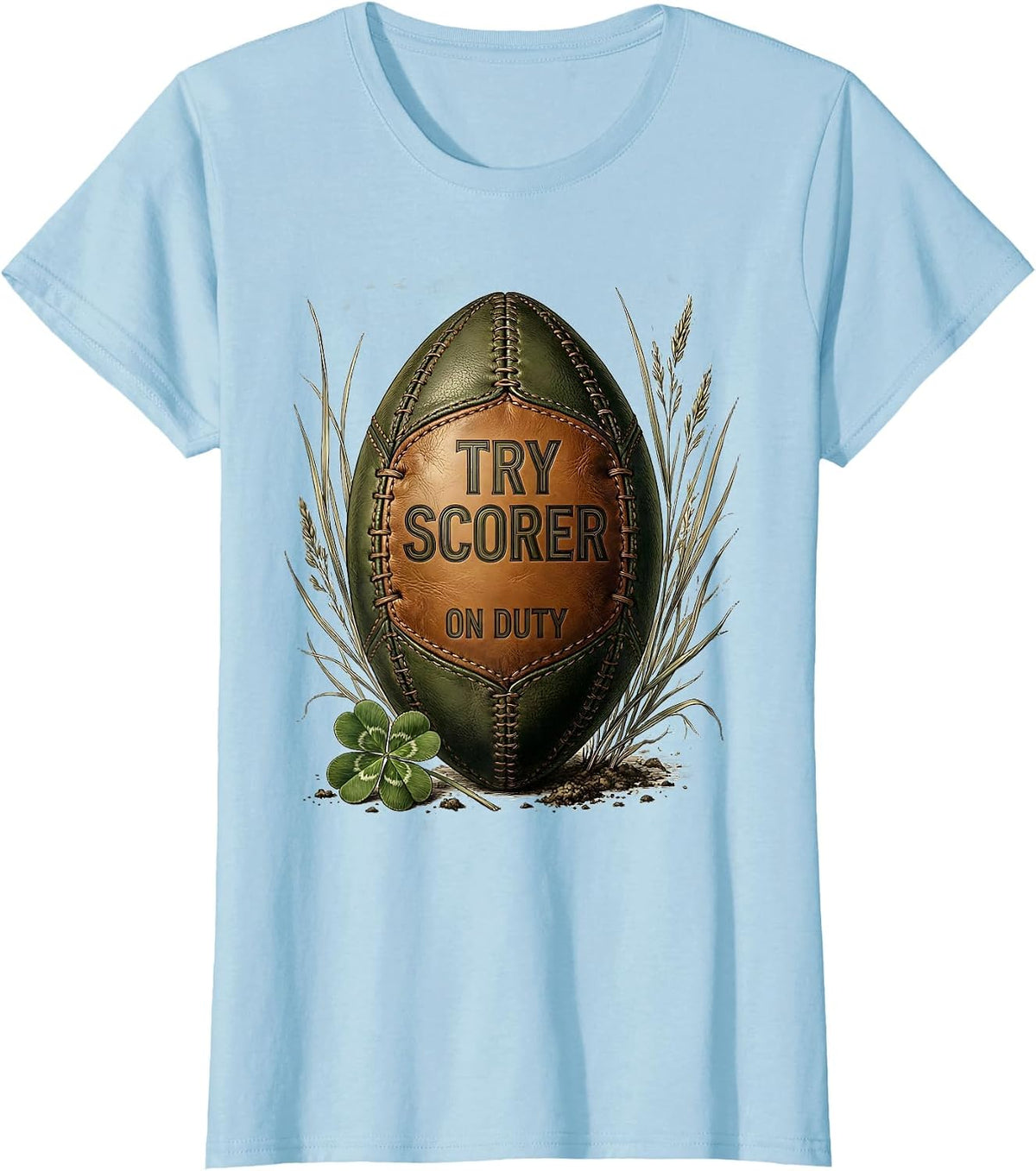 Try Scorer On Duty Rugby Graphic Design T-Shirt - Baby Blue