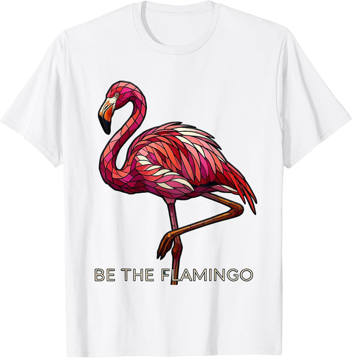 Men's Be the Flamingo Bold Statement Design T-Shirt - White