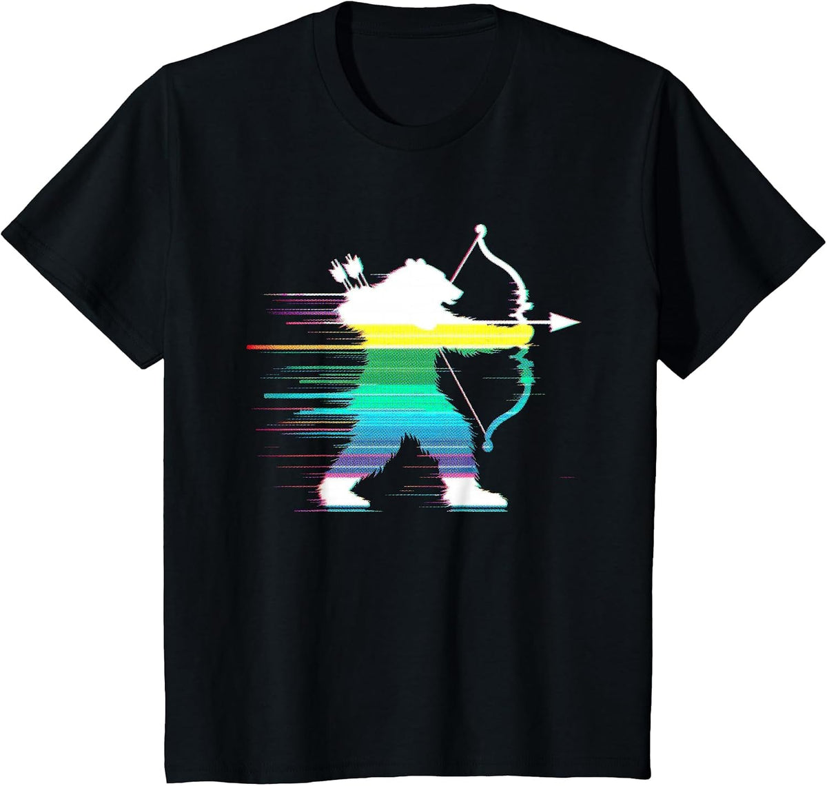 Bear Archer Glitch - Funny Vintage Archery Bear Lover T-Shirt - Black