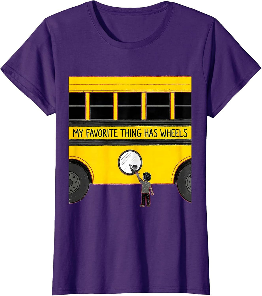 Women's My Favorite Thing Has Wheels Funny School Bus Driver Gift T-Shirt - Purple