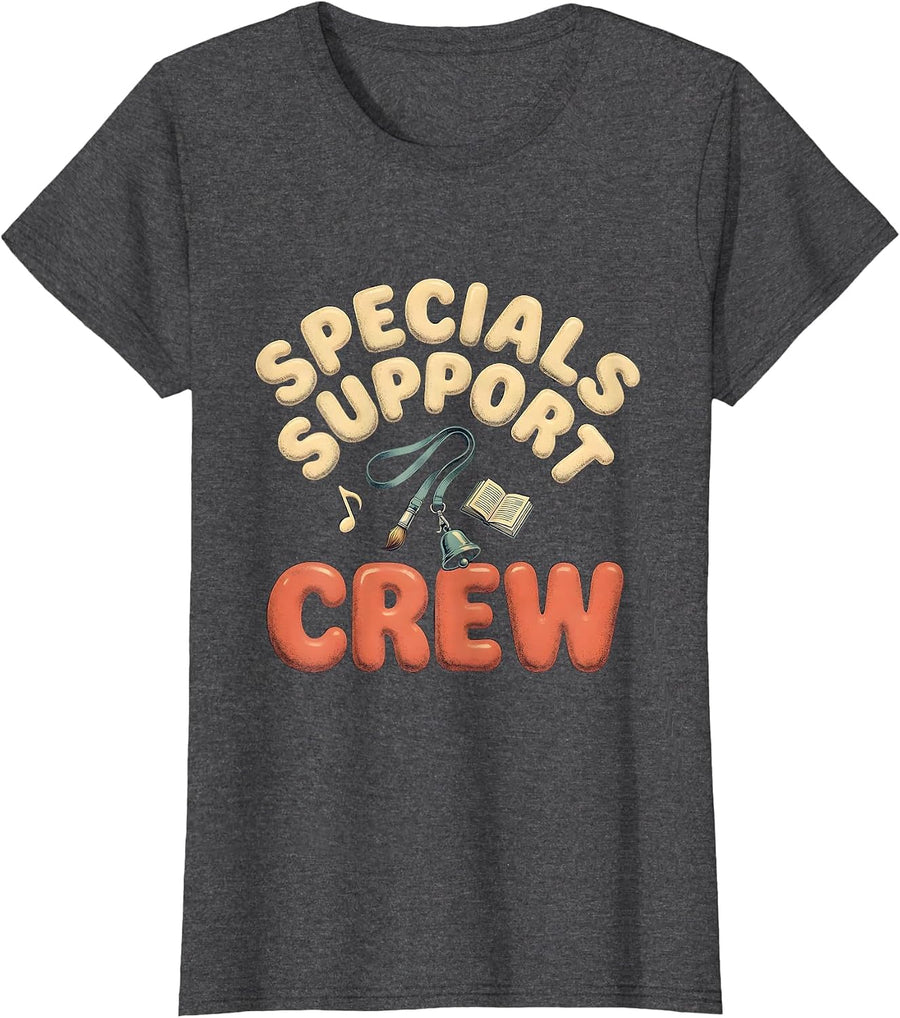 Women's Specials Support Crew Bold Vintage Teacher Appreciation Crew T-Shirt - Dark Heather Grey