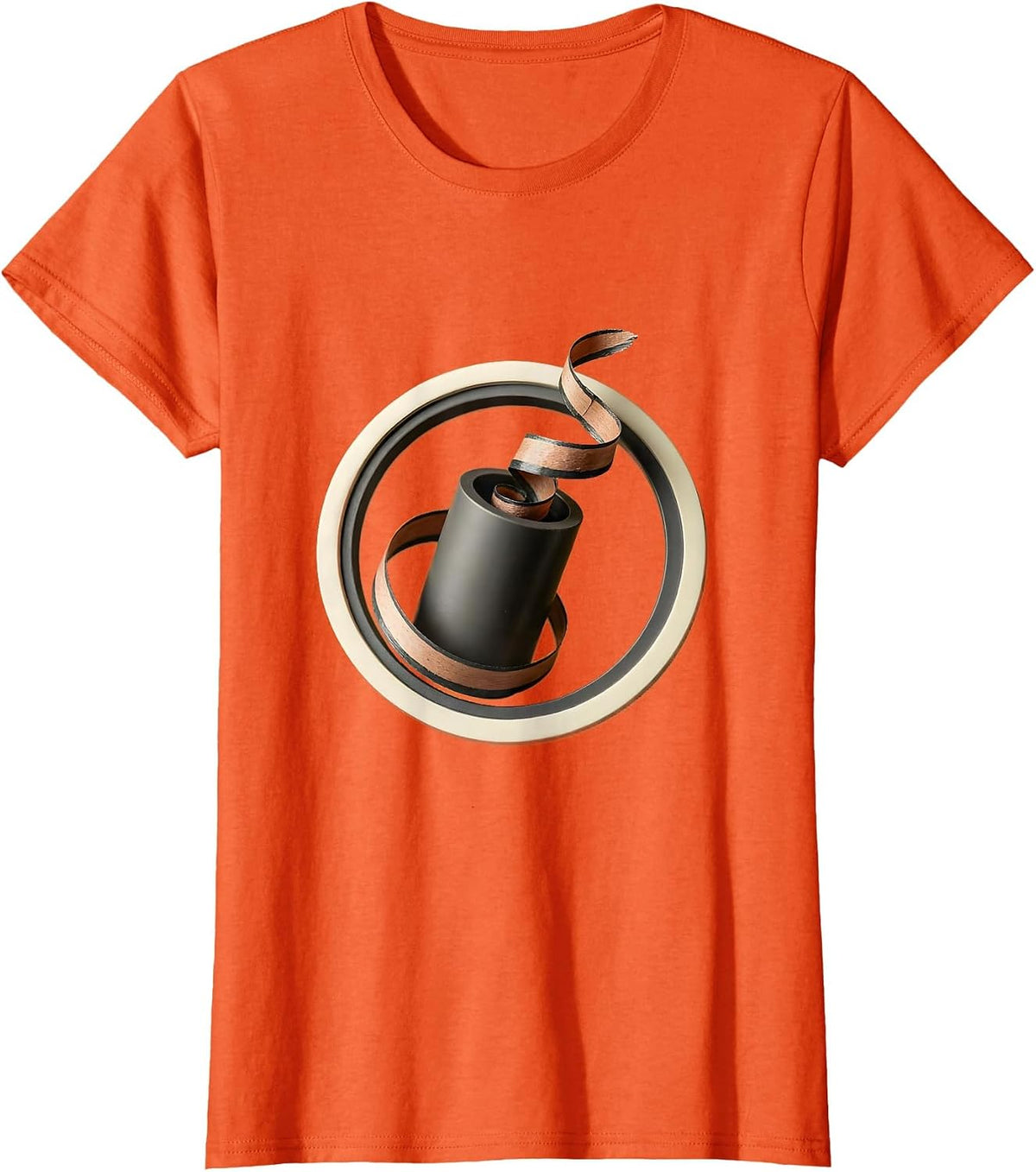 Pencil Sharpener Spiral Shavings Graphic Tee T-Shirt - Orange