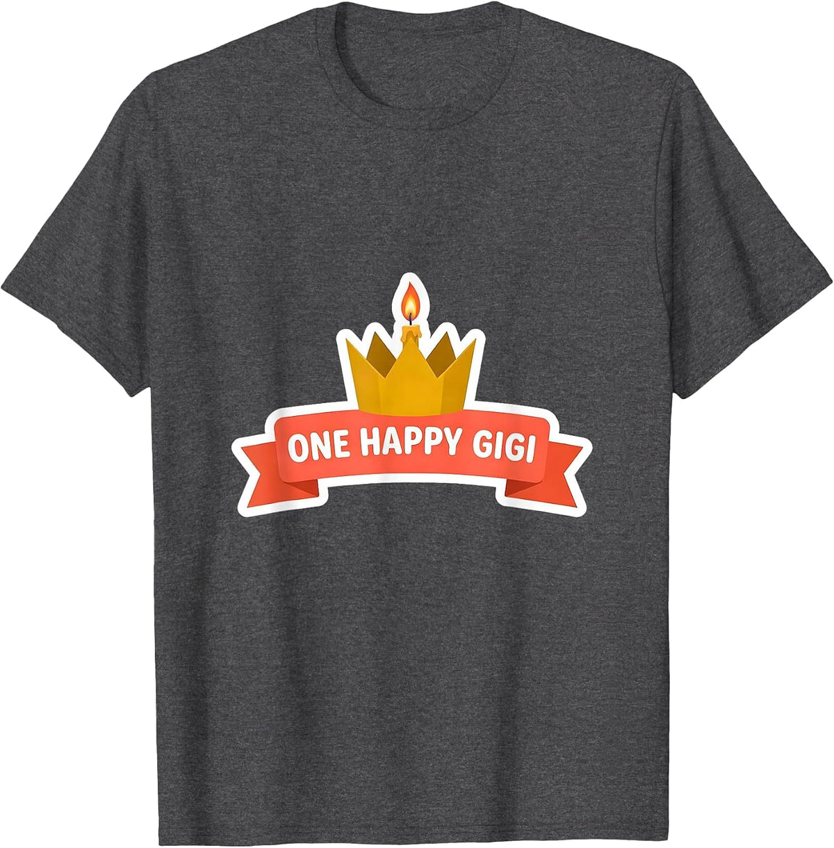 Men's One Happy Gigi Family Matching First Birthday Role Keepsake T-Shirt - Dark Heather Grey