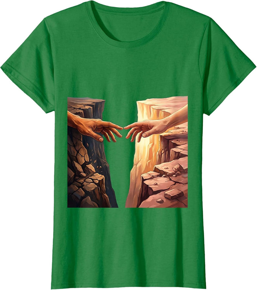 Women's Reaching Hands Suicide Awareness Graphic Design T-Shirt - Kelly Green