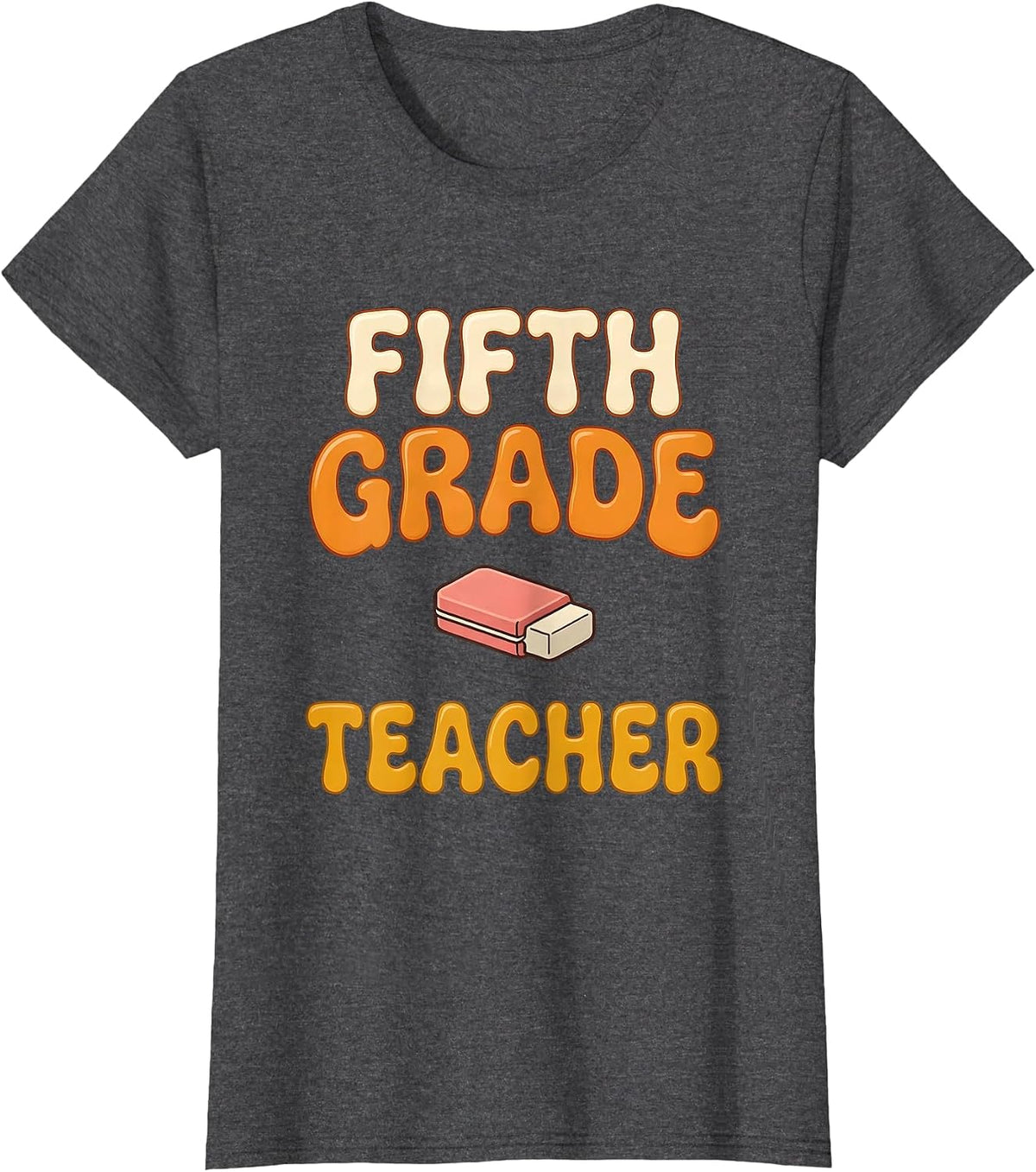 Women's Fifth Grade Teacher Retro 70s Back To School Teacher Gift T-Shirt - Dark Heather Grey