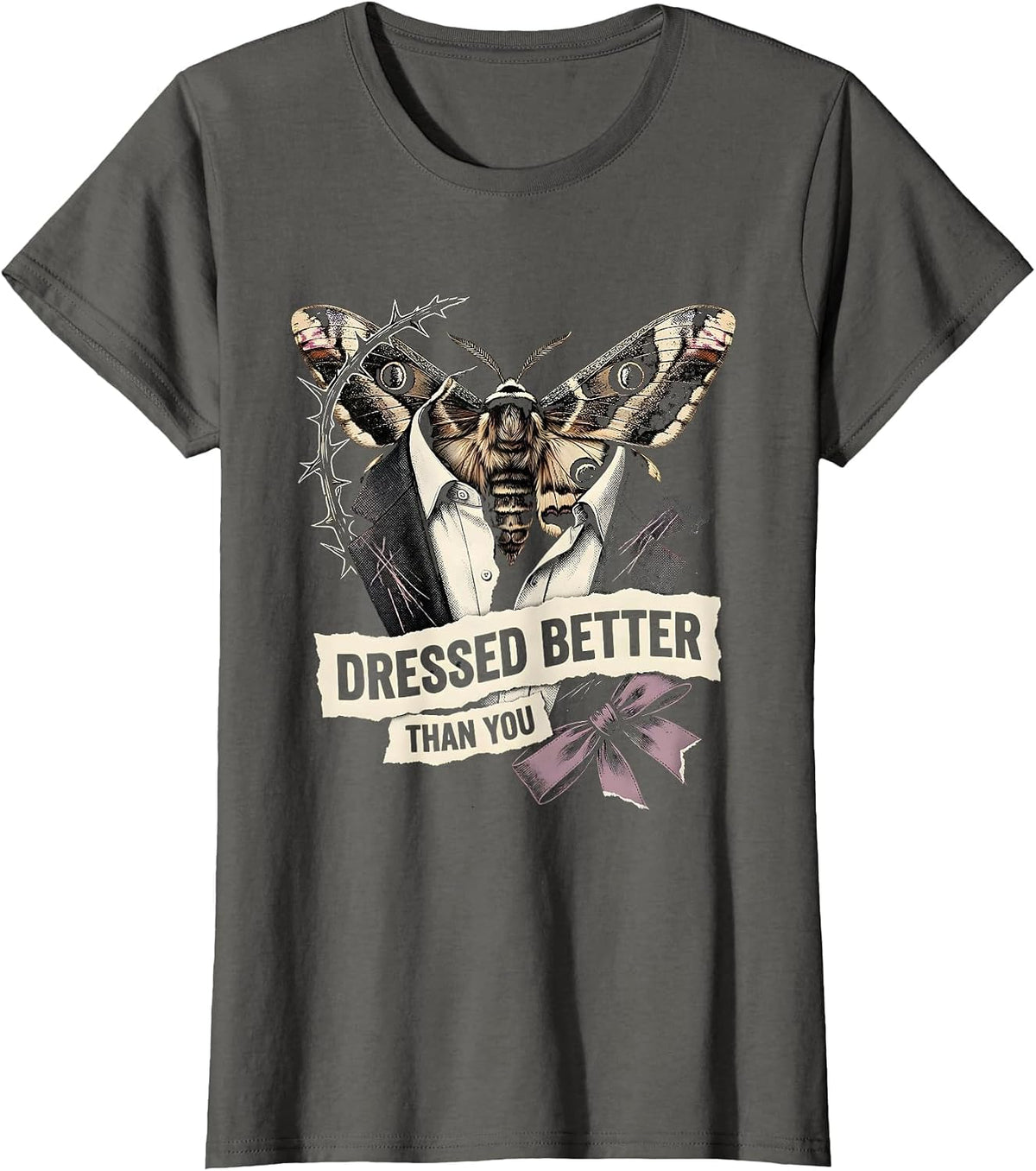 Women's Dressed Better Than You Tuxedo Graphic Design T-Shirt - Asphalt Grey