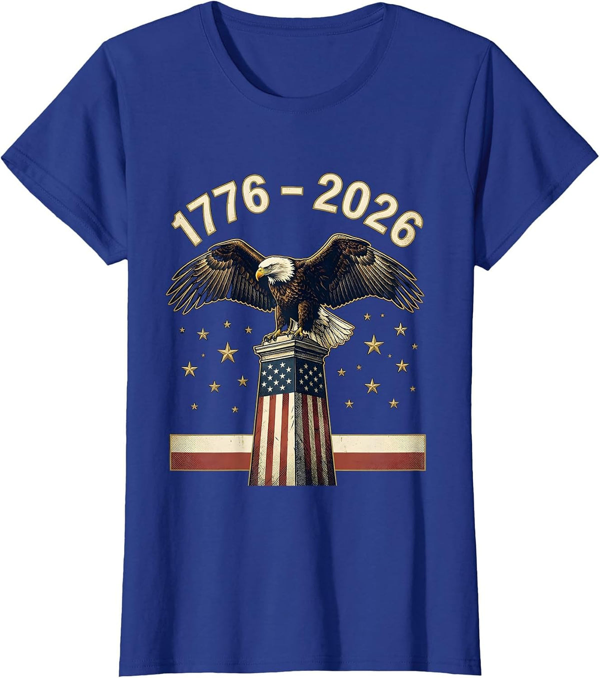Women's 1776 – 2026 Vintage Patriotic Eagle Flag 250th Anniversary T-Shirt - Royal Blue