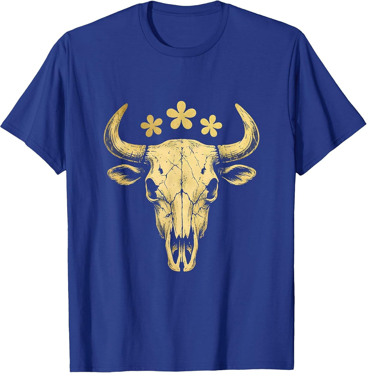 Cowboy Silhouette Riding Horse at Sunset T-Shirt - Royal Blue