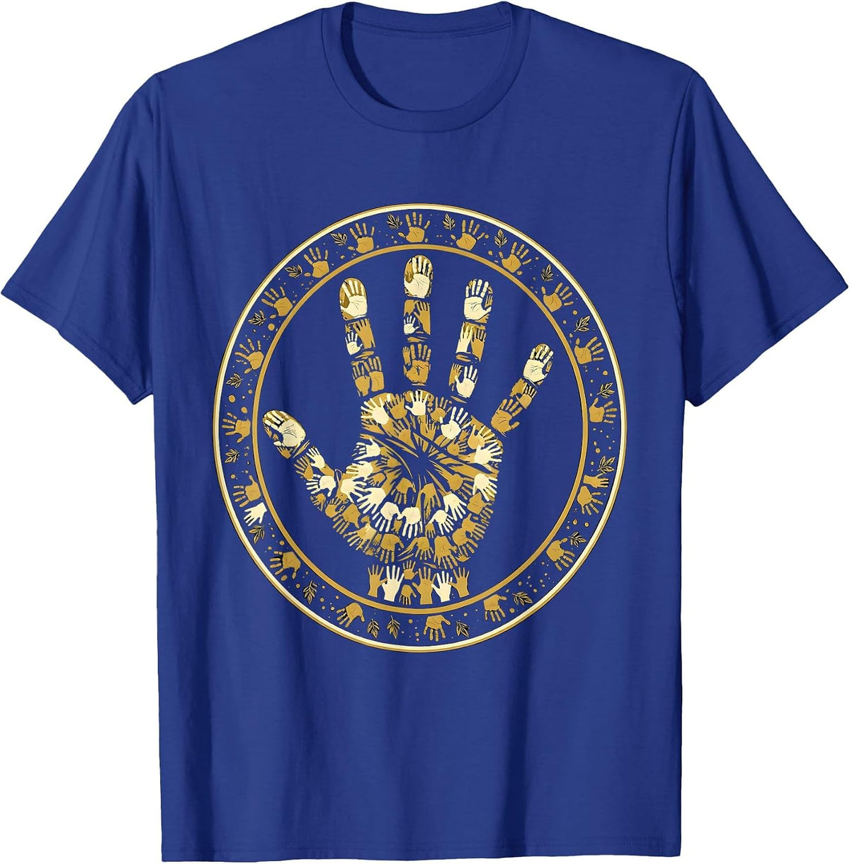 Men's Preschool Teacher Handprint Art Illustration T-Shirt - Royal Blue