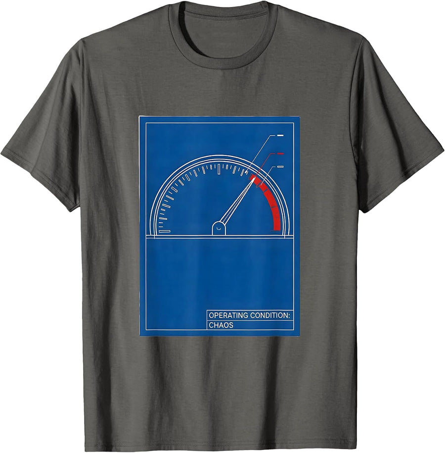 Operating Condition: Chaos Technical Blueprint Funny Chaos T-Shirt - Asphalt Grey