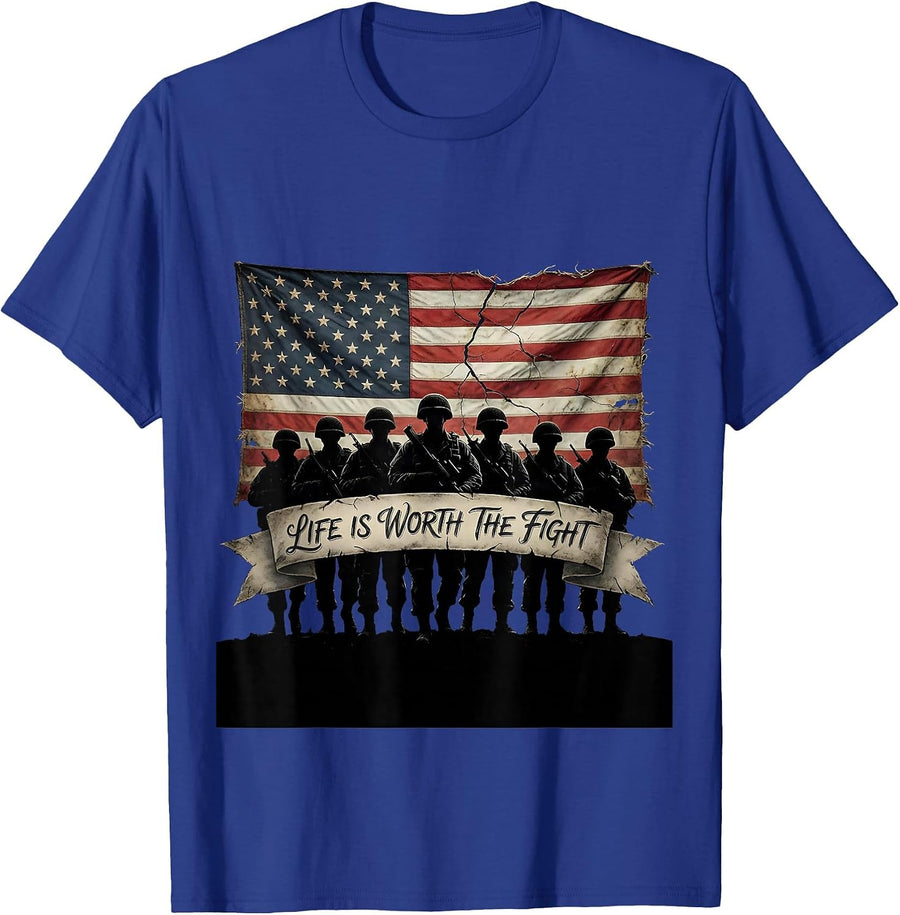 Life Is Worth The Fight Suicide Prevention Design T-Shirt - Royal Blue