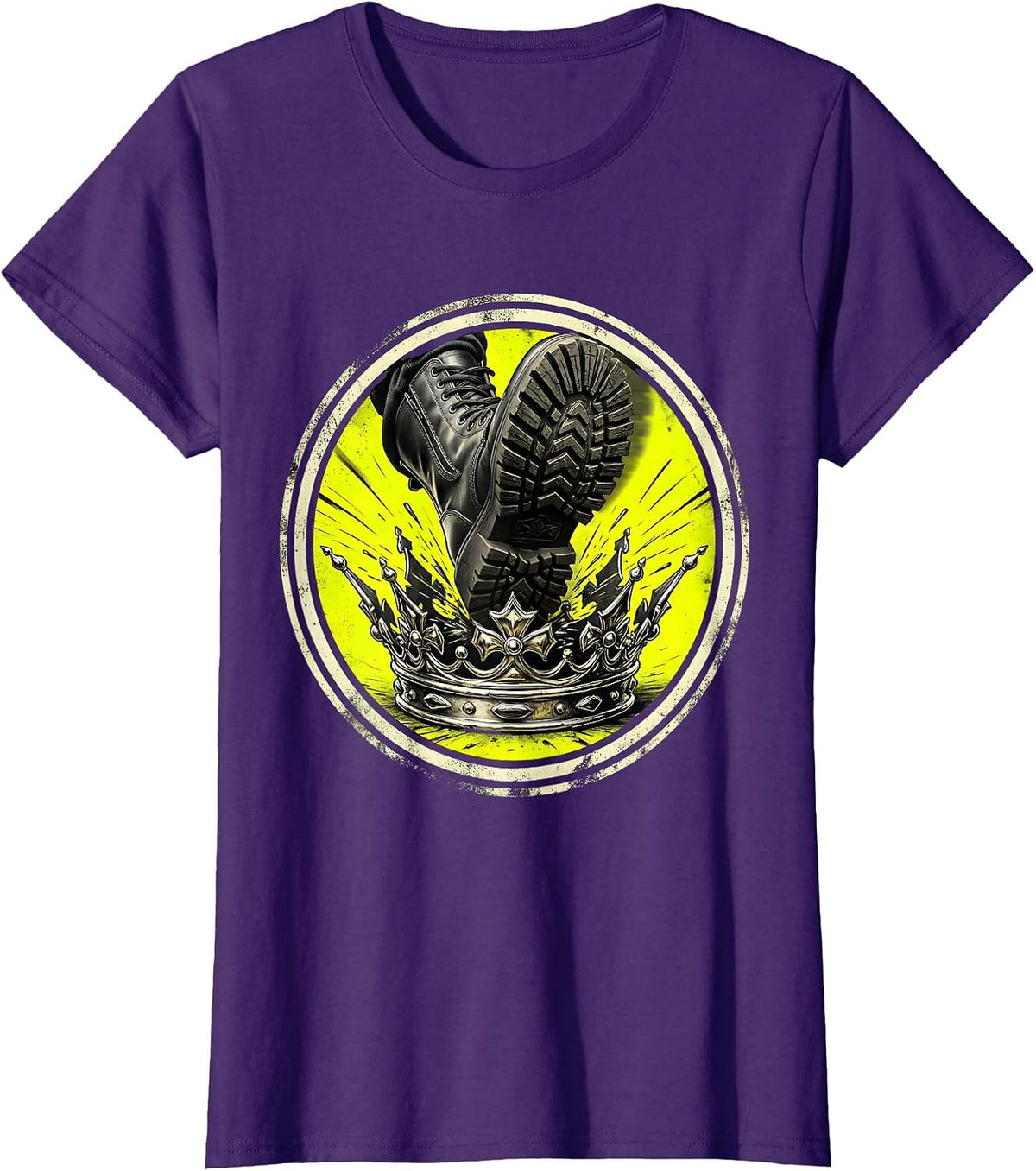 Women's Boot Stomping Crown Graphic Design T-Shirt - Purple