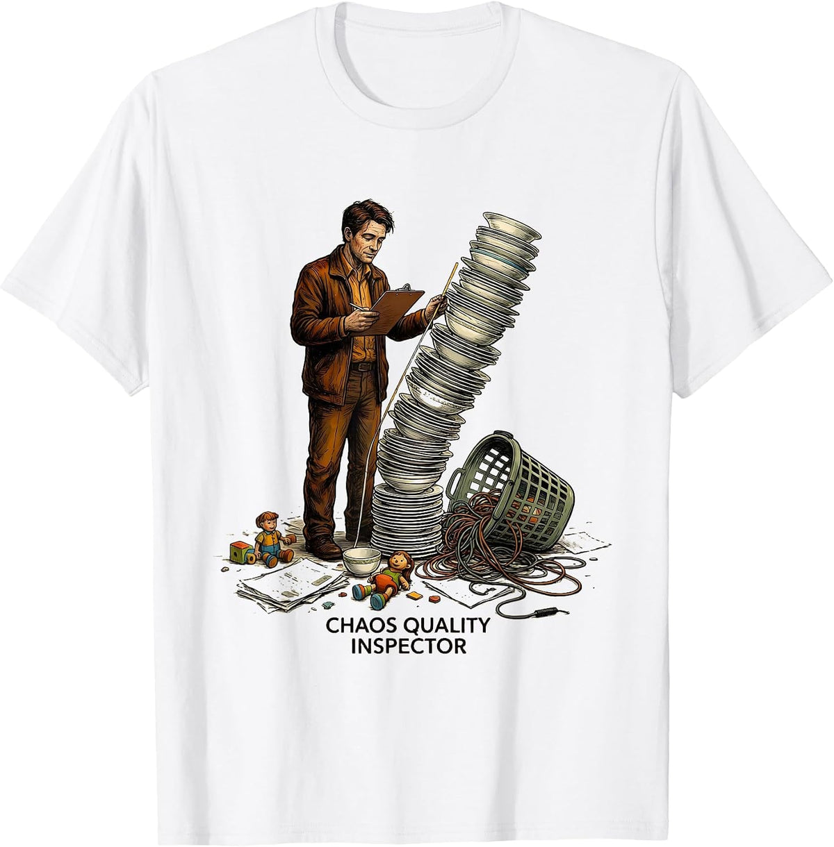 Men's Chaos Quality Inspector Funny Chaotic Neutral Humor T-Shirt - White