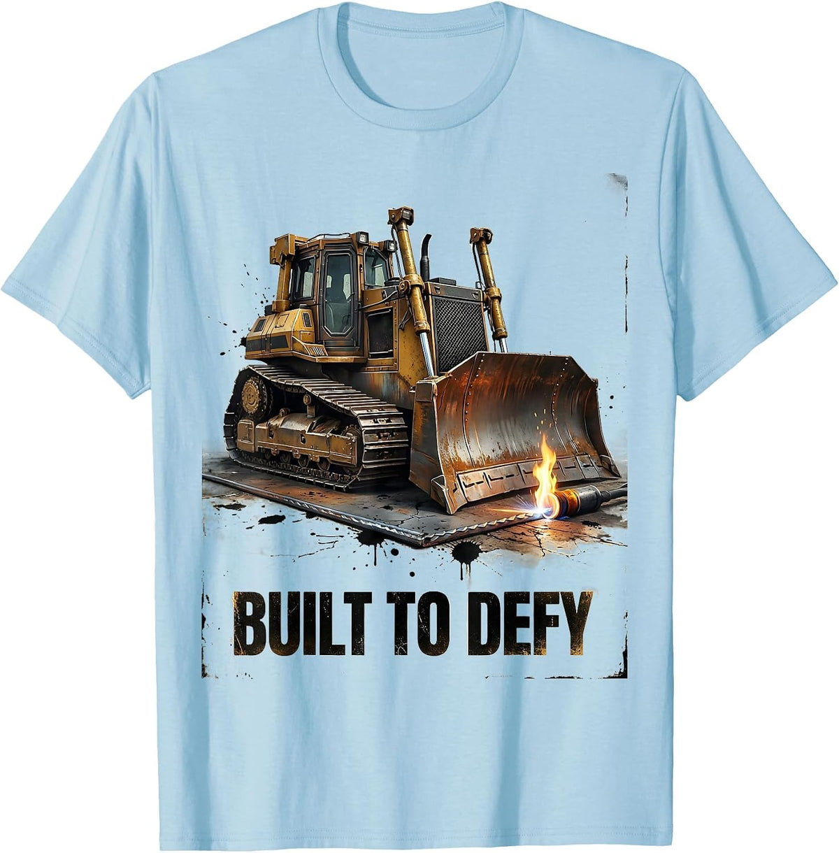 Men's Built To Defy Distressed Welder Trade Pride Metal Worker T-Shirt - Baby Blue