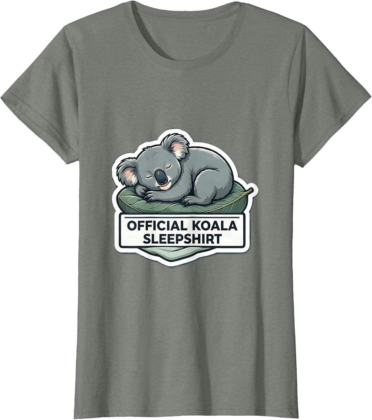 Official Koala Sleepshirt Cute Animal Lover Pyjamas T-Shirt - Olive Heather