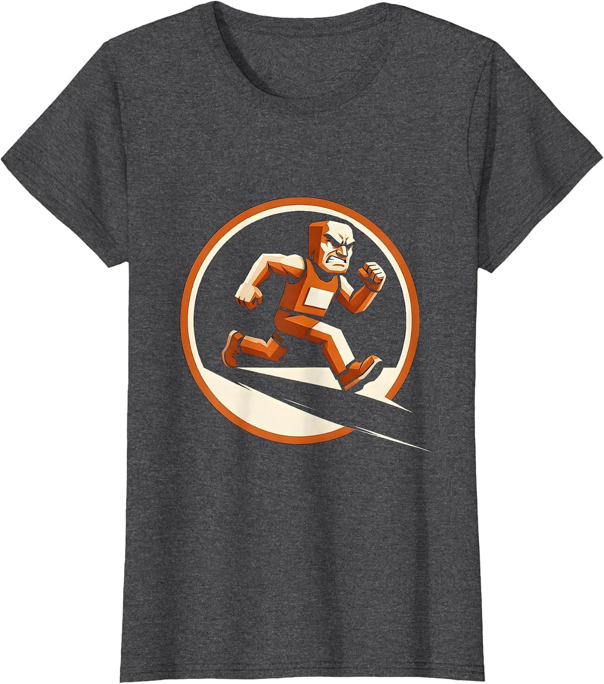 Women's Marathon Runner Shadow Silhouette Running Graphic T-Shirt - Dark Heather Grey