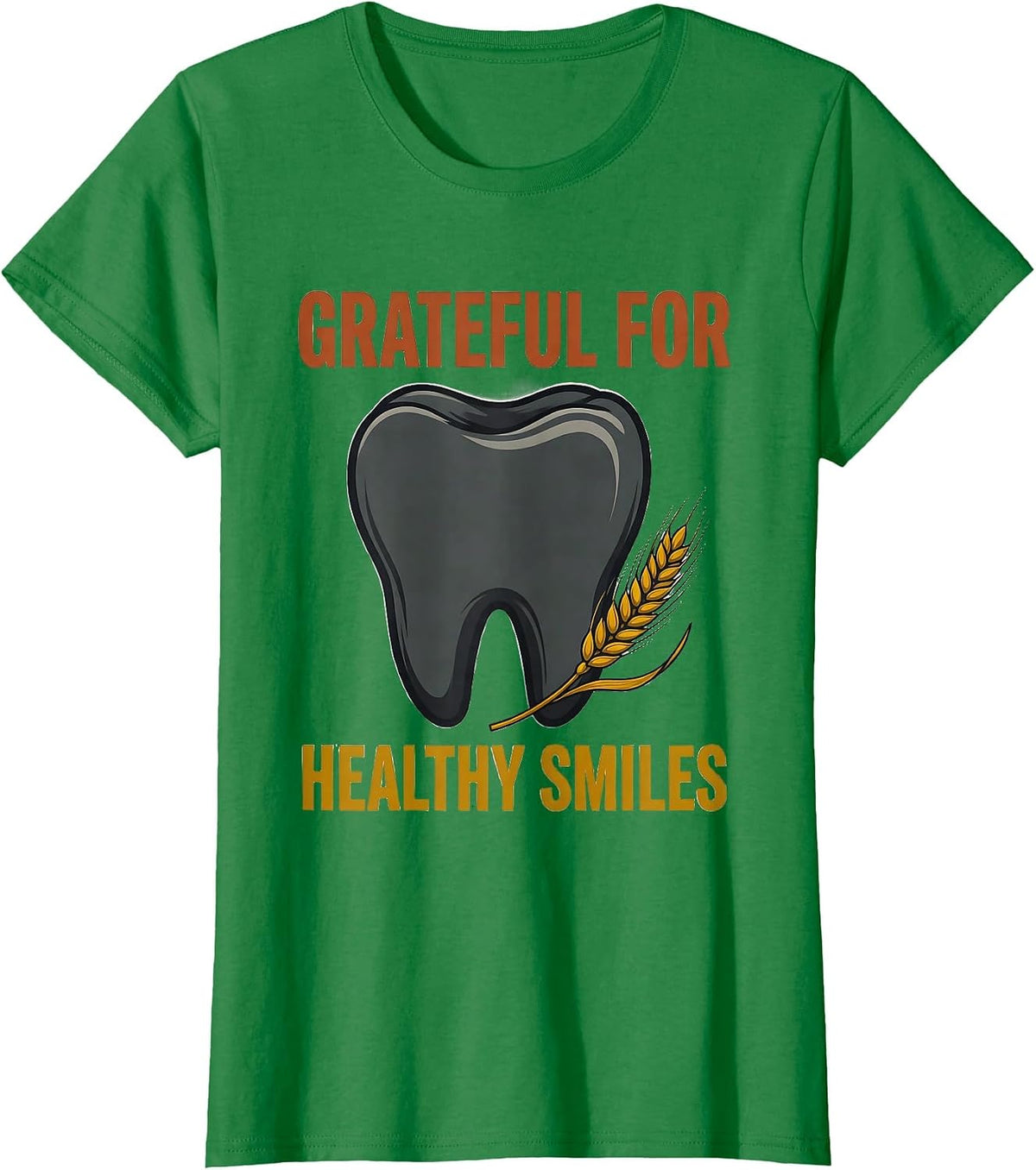 Grateful For Healthy Smiles Midcentury Modern Dental Office T-Shirt - Kelly Green