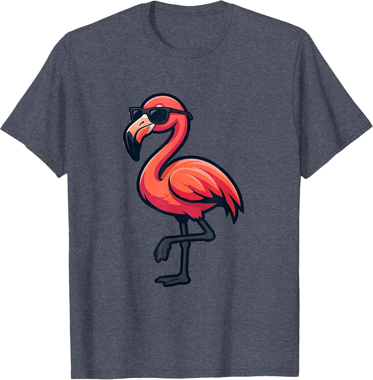 Flamingo Mascot Cool Novelty Bird Lover Gift T-Shirt, Men, Heather Blue, 3X-Large - As Pictured