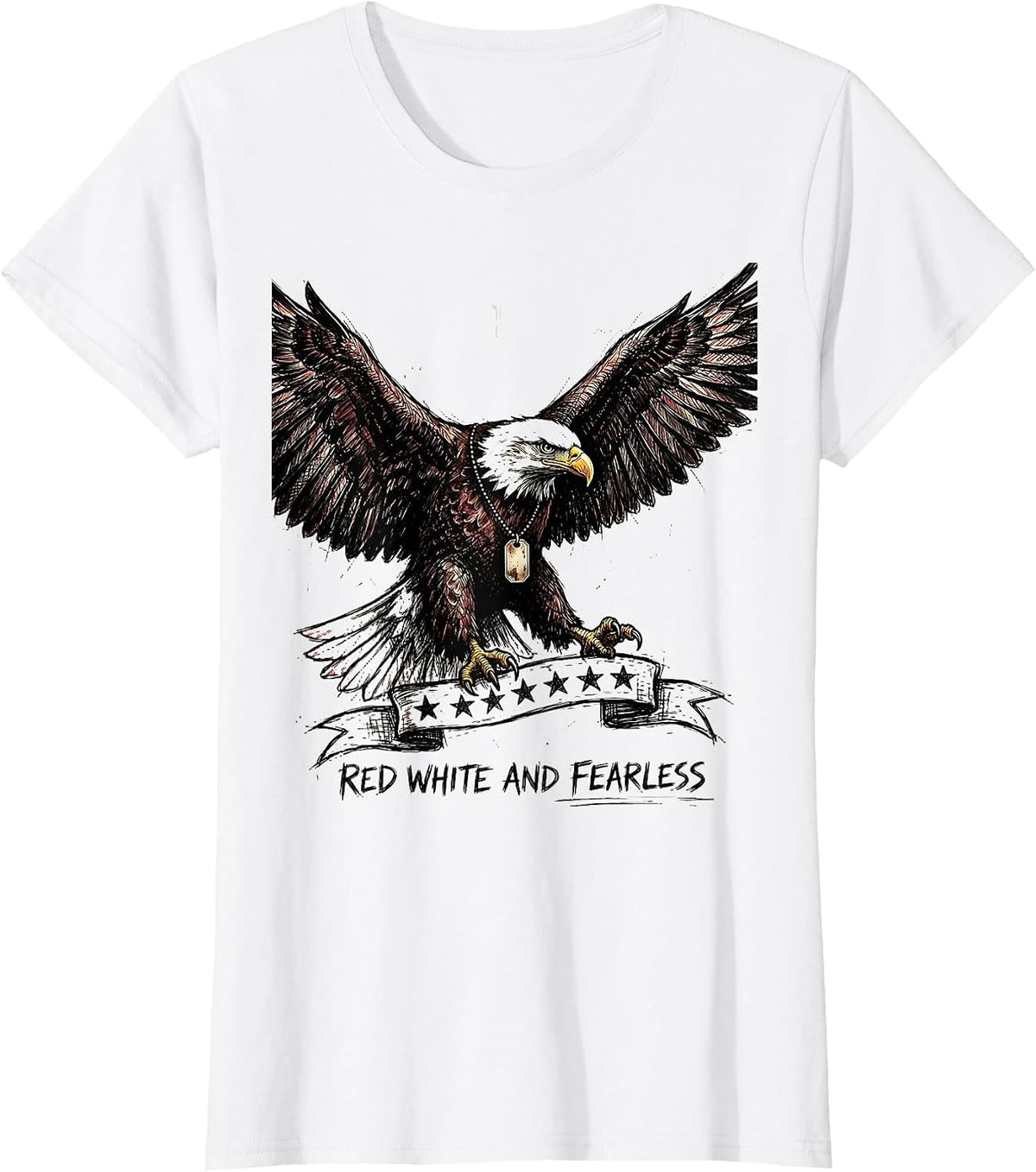 Red White and Fearless Memorial Day Men's Design T-Shirt - White