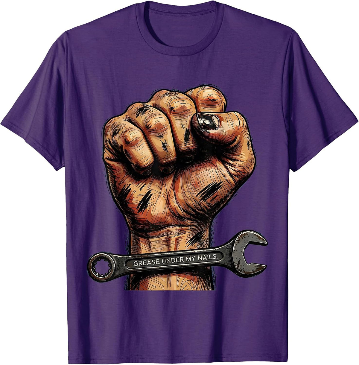 Grease Under My Nails Blue Collar Pride Design T-Shirt - Purple