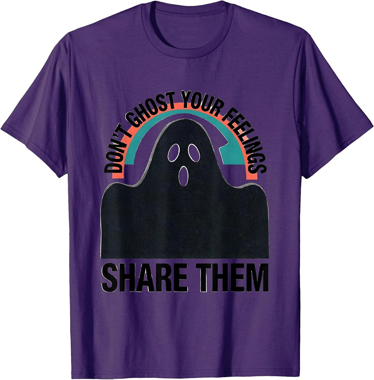 Men's Don't Ghost Your Feelings—Share Them Midcentury Modern T-Shirt - Purple