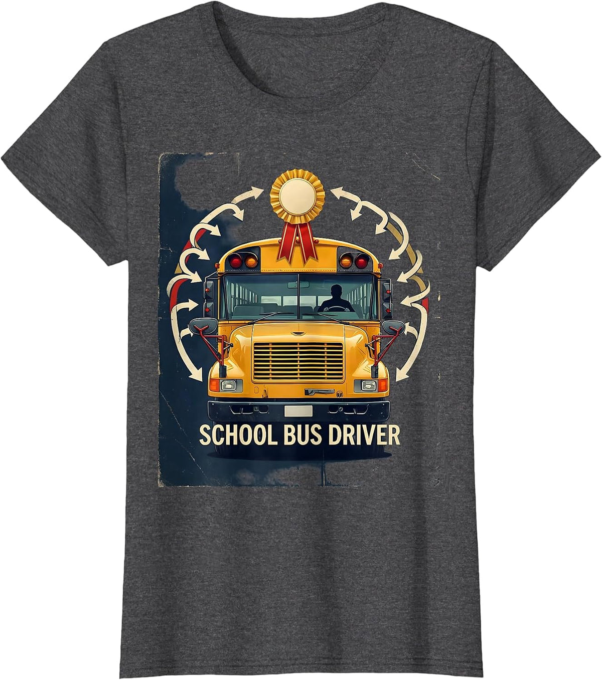 Women's Vintage School Bus Driver Funny Transportation Squad T-Shirt - Dark Heather Grey