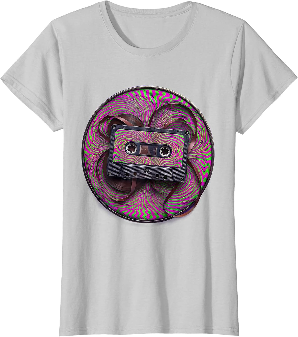 Vintage Cassette Tape 80s Rock Band Graphic T-Shirt - Silver Grey