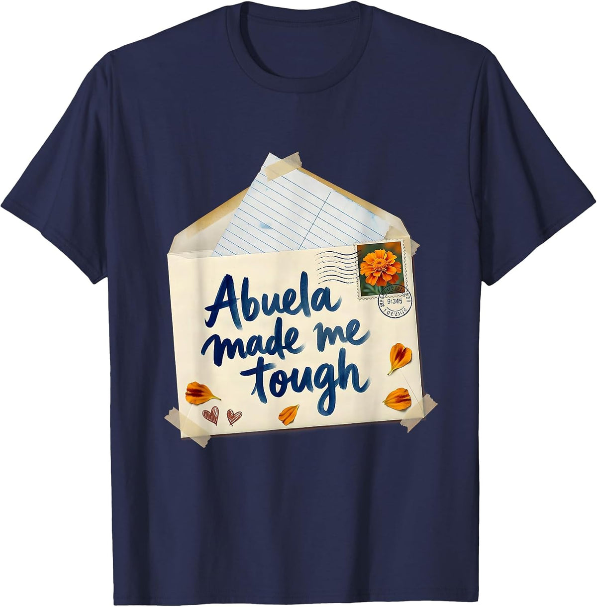 Abuela Made Me Tough Mexican Heritage Design T-Shirt - Navy Blue
