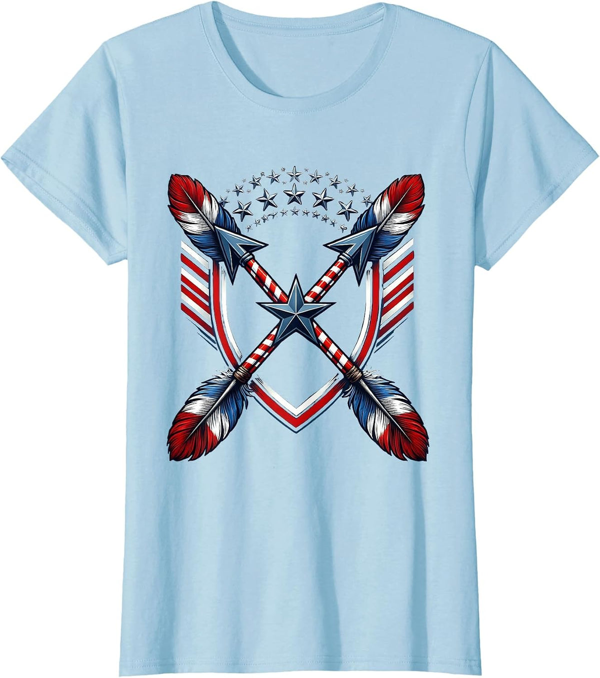 Crossed Arrows Patriotic Red White and Blue Design T-Shirt - Baby Blue
