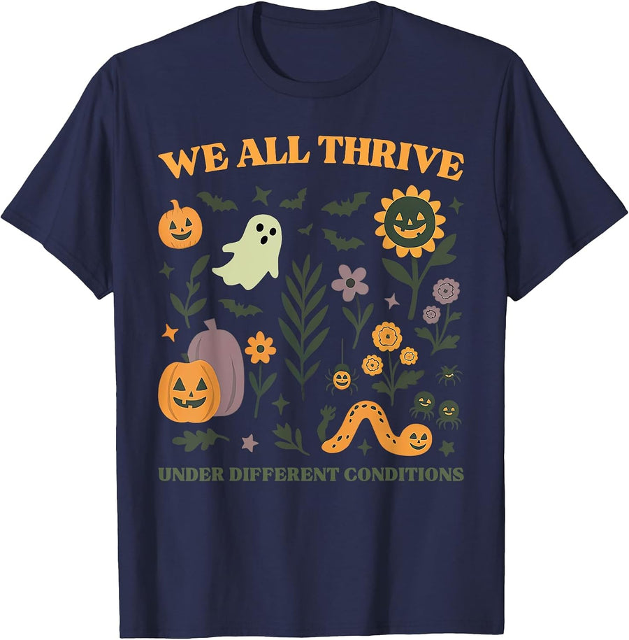 We All Thrive Under Different Conditions SPED Halloween T-Shirt - Navy Blue
