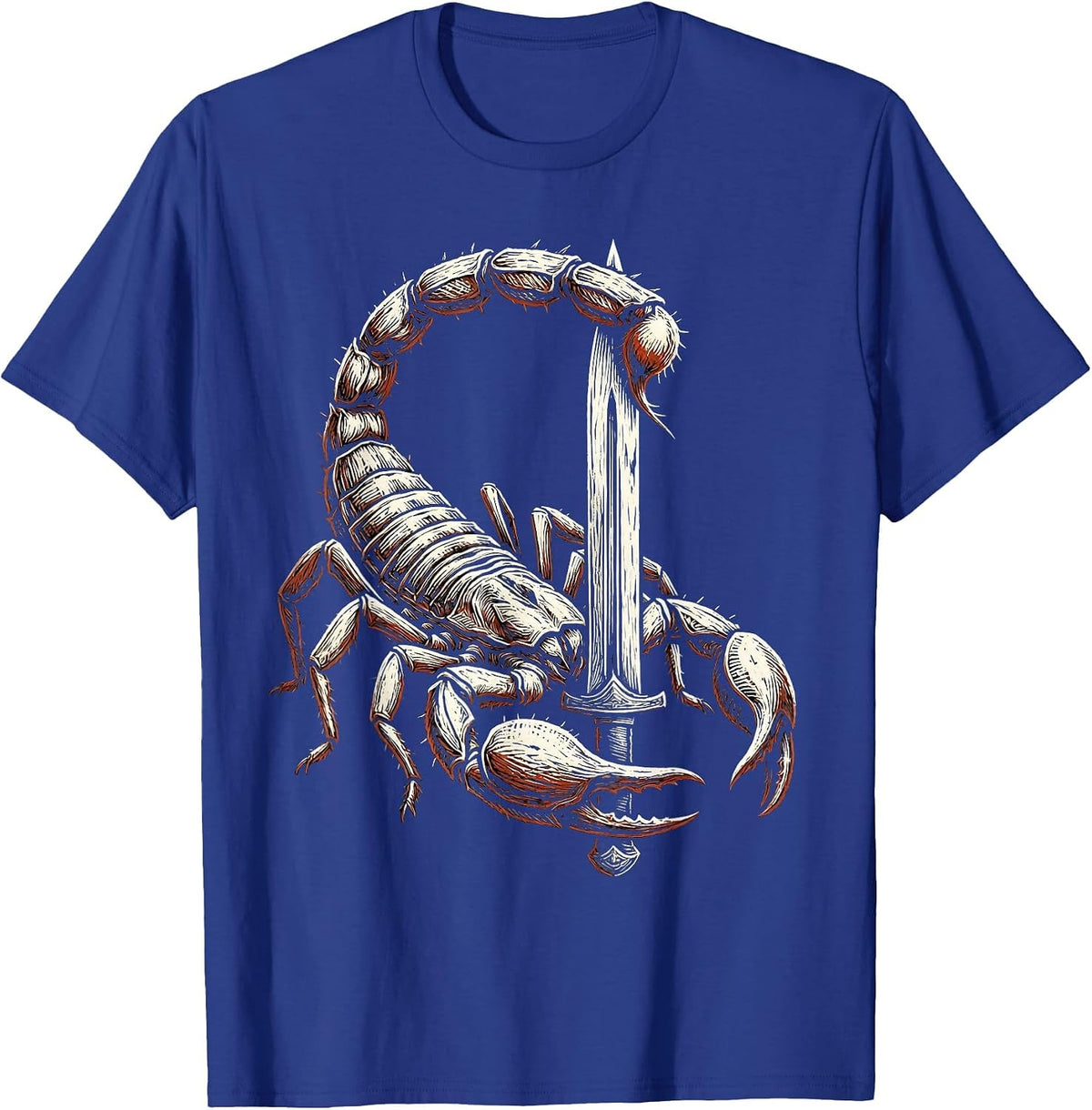 Scorpion Dagger Heavy Metal Graphic Design T-Shirt - Royal Blue