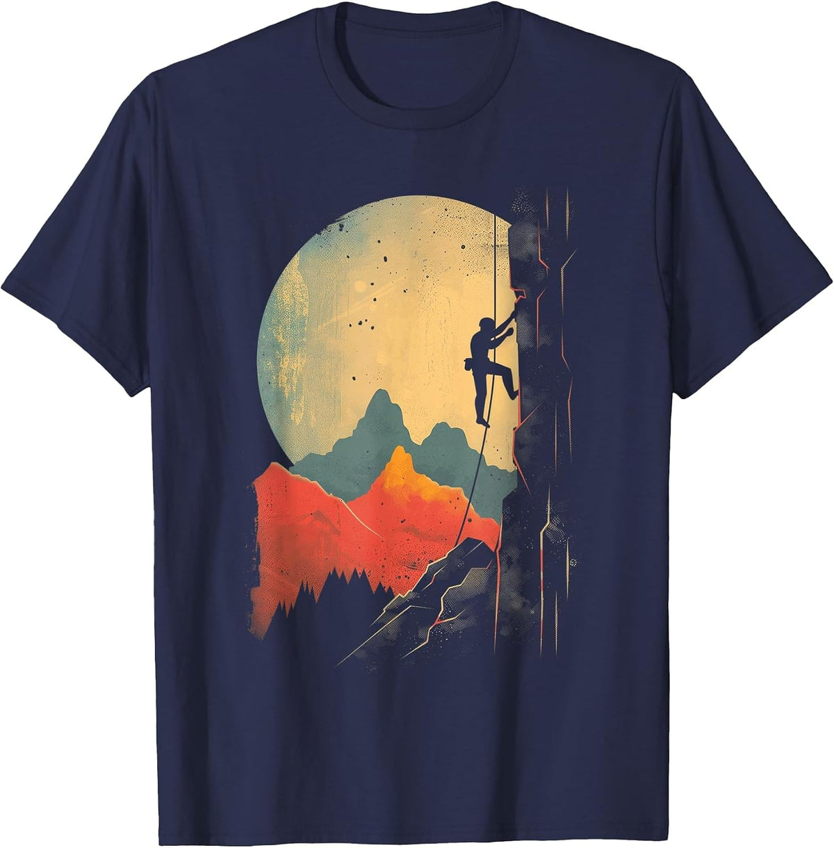 Rock Climbing Bouldering Vintage Mountain Climber T-Shirt - Navy Blue
